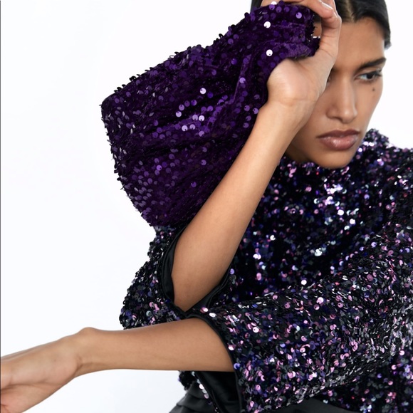 Zara purple glitter purse - Picture 3 of 5